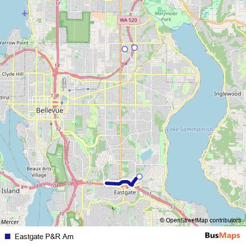 Eastgate P&R Am bus Line Map