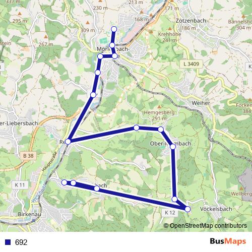 692 bus Line Map