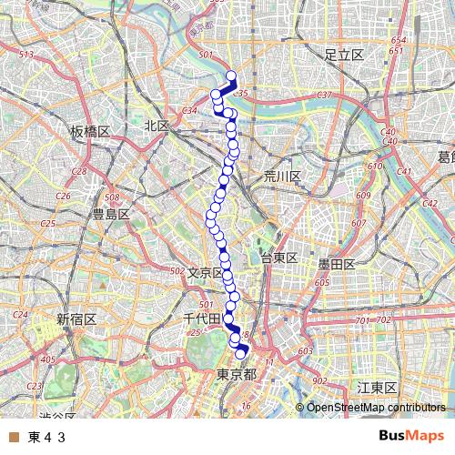 東４３ bus Line Map