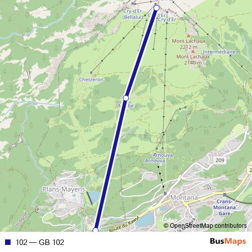 102 cable-car Line Map