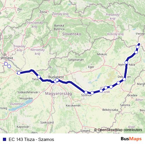 EC 143 Tisza - Szamos rail Line Map
