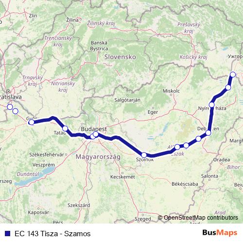 EC 143 Tisza - Szamos rail Line Map