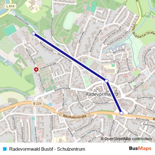 Radevormwald Busbf - Schulzentrum tram Line Map