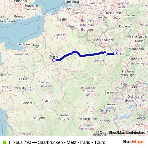 Flixbus 790 bus Line Map