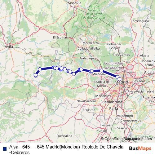 Alsa - 645 bus Line Map