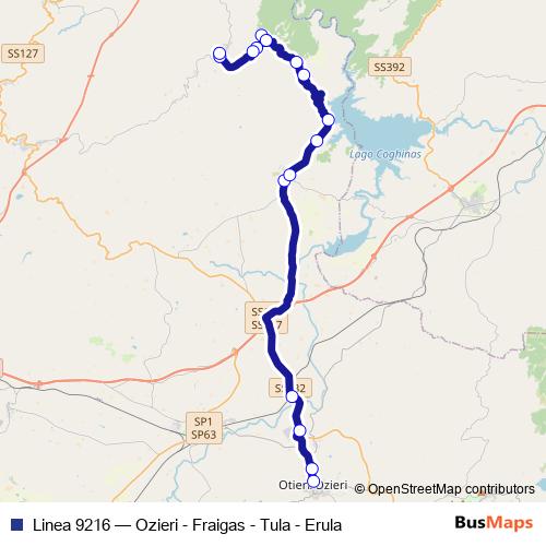 Linea 9216 bus Line Map