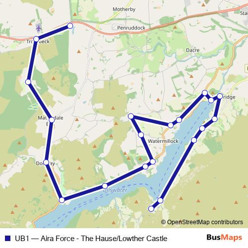 UB1 bus Line Map