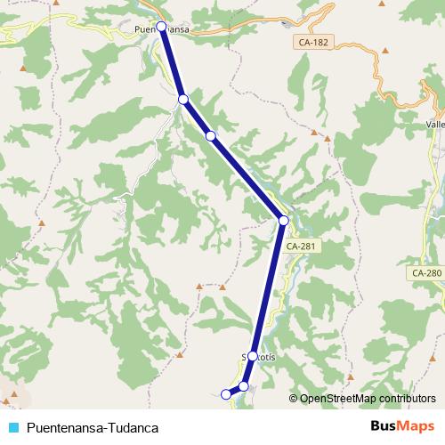 Puentenansa-Tudanca bus Line Map
