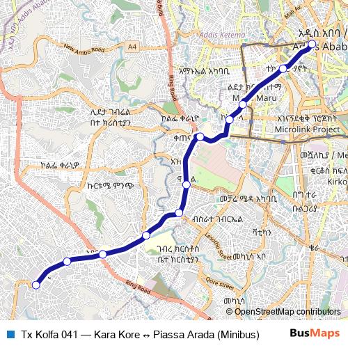 Tx Kolfa 041 bus Line Map