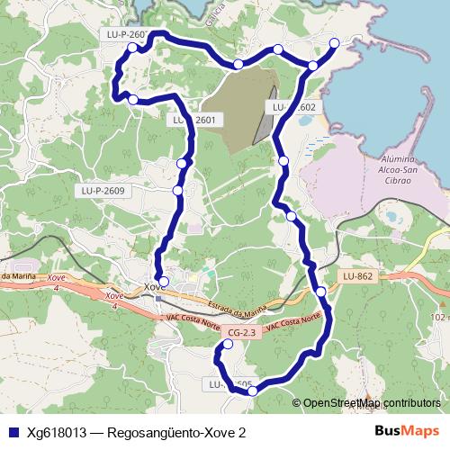 Xg618013 bus Line Map