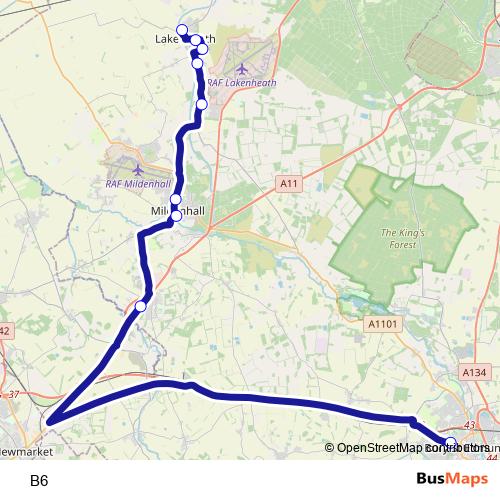 B6 bus Line Map