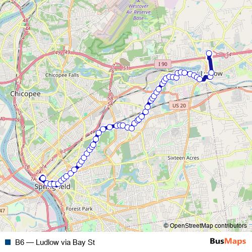 B6 bus Line Map