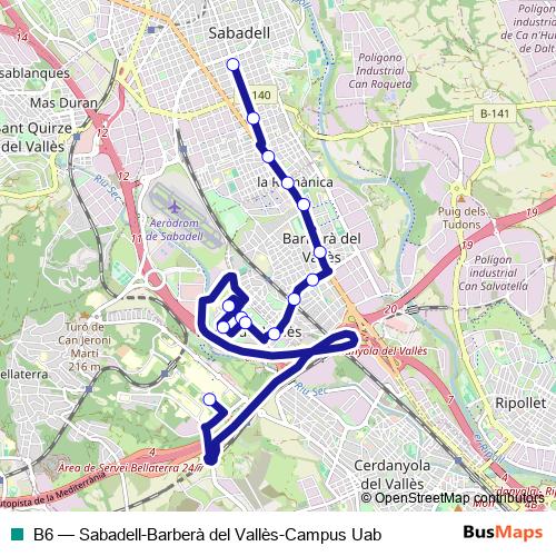 B6 bus Line Map