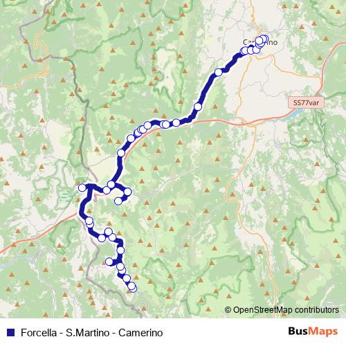 Forcella - S.Martino - Camerino bus Line Map