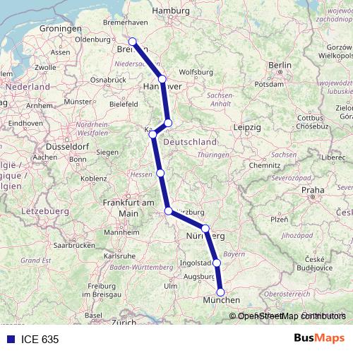ICE 635 rail Line Map