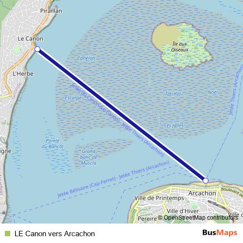 LE Canon vers Arcachon ferry Line Map