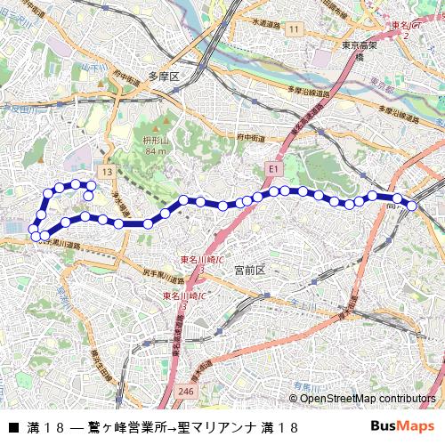 溝１８ bus Line Map