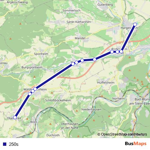 250s bus Line Map