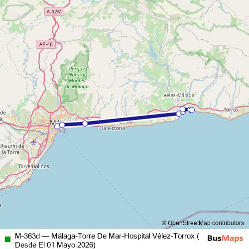 M-363d bus Line Map