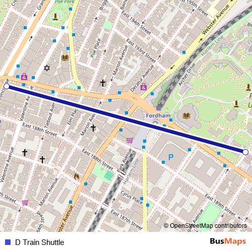 D Train Shuttle bus Line Map