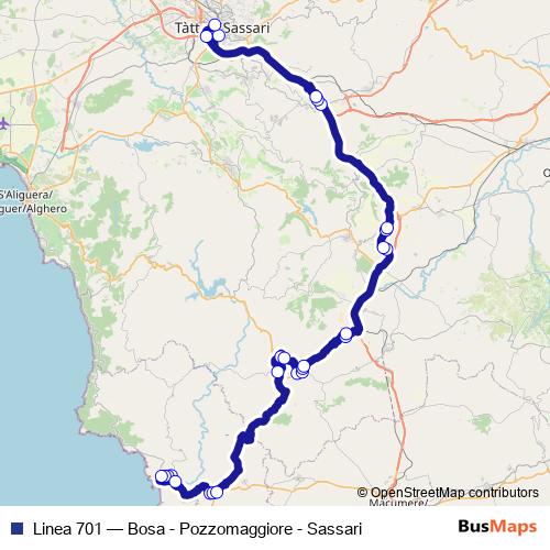Linea 701 bus Line Map