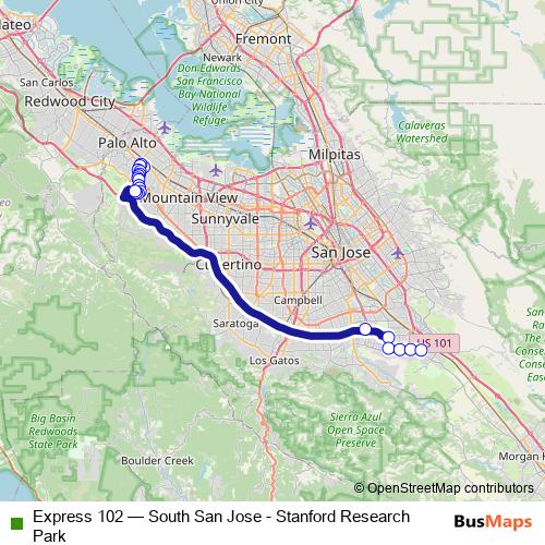 Express 102 bus Line Map