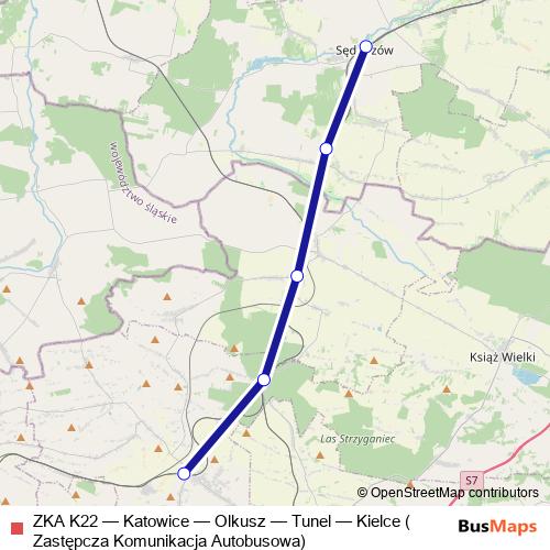 ZKA K22 bus Line Map