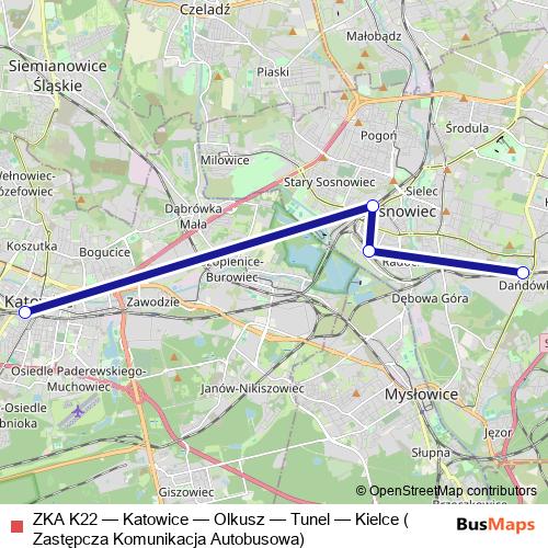 ZKA K22 bus Line Map