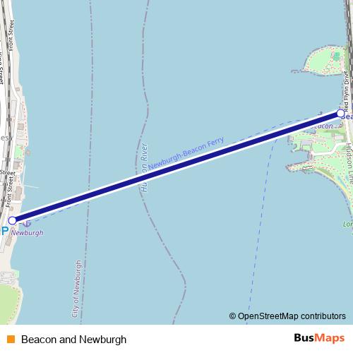 Beacon and Newburgh ferry Line Map
