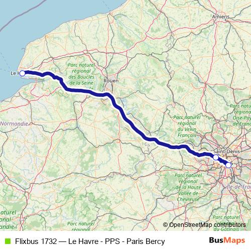 Flixbus 1732 bus Line Map