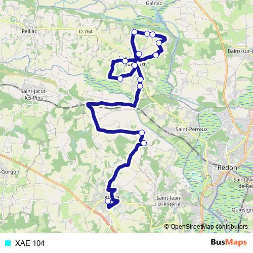XAE 104 bus Line Map