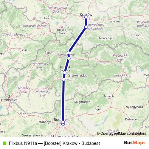 Flixbus N911a bus Line Map