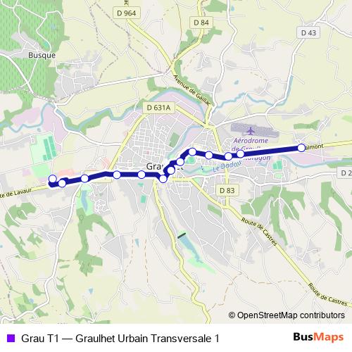 Grau T1 bus Line Map