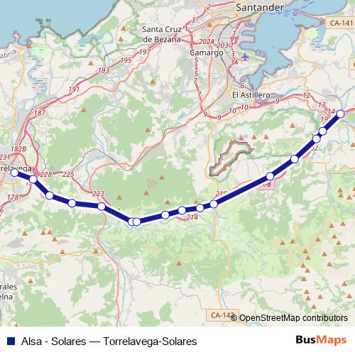 Alsa - Solares bus Line Map