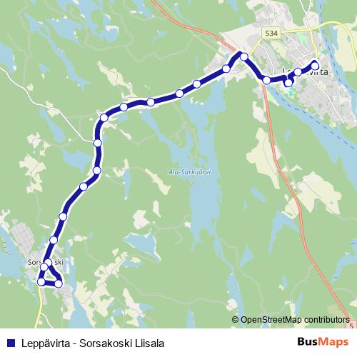 Leppävirta - Sorsakoski Liisala bus Line Map