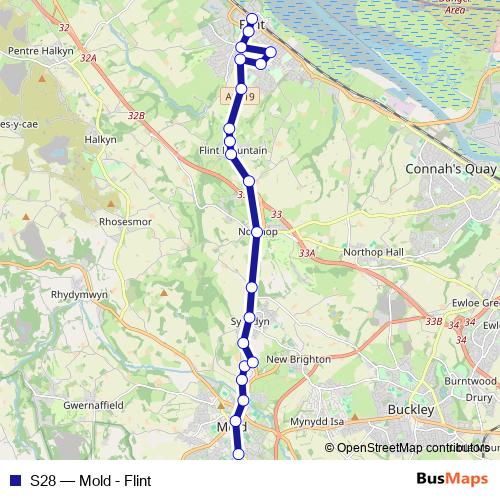 S28 bus Line Map
