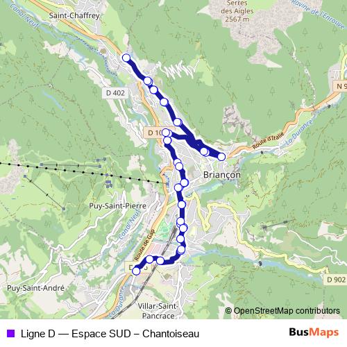 Ligne D bus Line Map