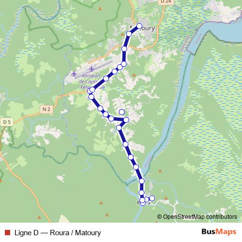 Ligne D bus Line Map