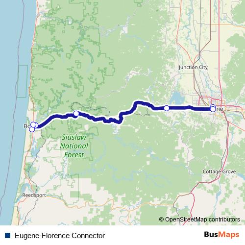 Eugene-Florence Connector bus Line Map