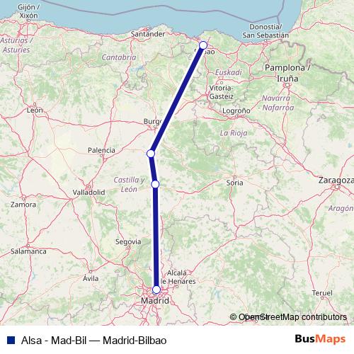 Alsa - Mad-Bil bus Line Map