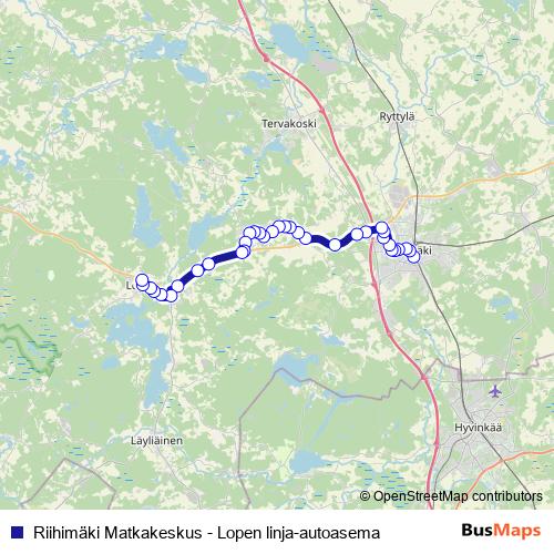 Riihimäki Matkakeskus - Lopen linja-autoasema bus Line Map