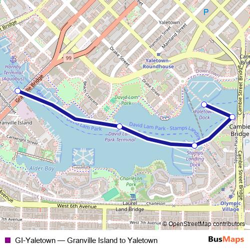 GI-Yaletown ferry Line Map