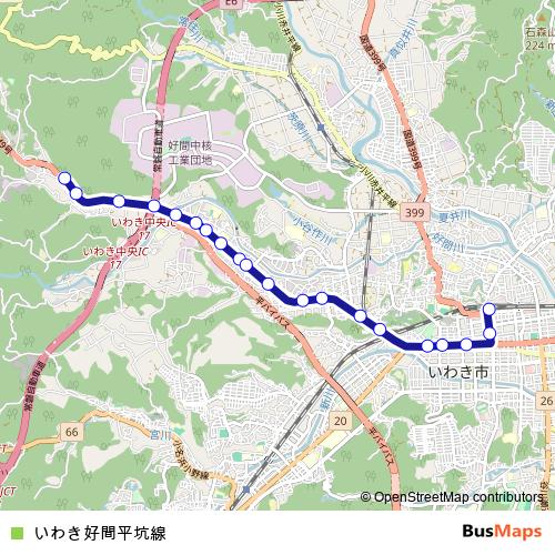 Iwaki Yoshima Tairako Line bus Line Map