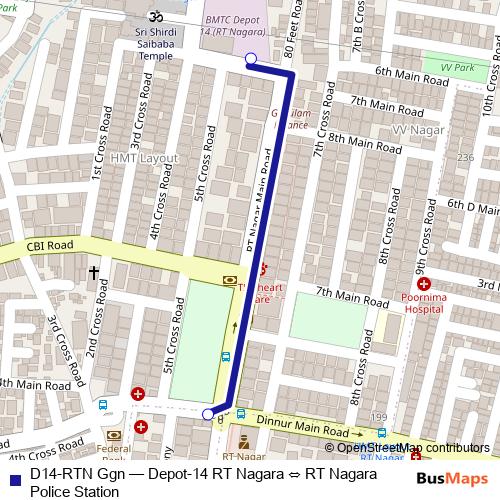 D14-RTN Ggn bus Line Map