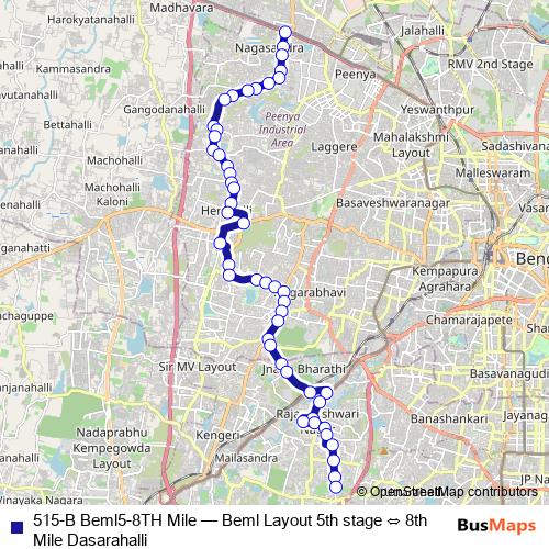 515-B Beml5-8TH Mile bus Line Map