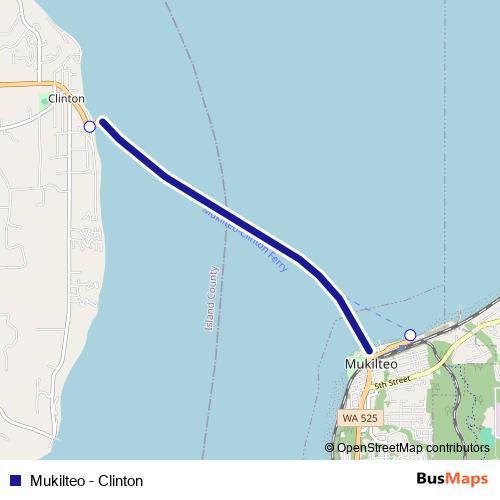 Mukilteo - Clinton ferry Line Map