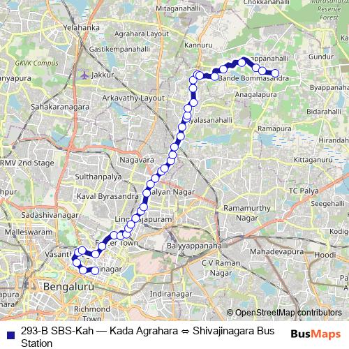293-B SBS-Kah bus Line Map