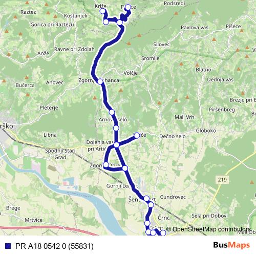 PR A18 0542 0 (55831) bus Line Map