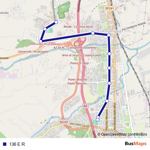 136 E R bus Line Map