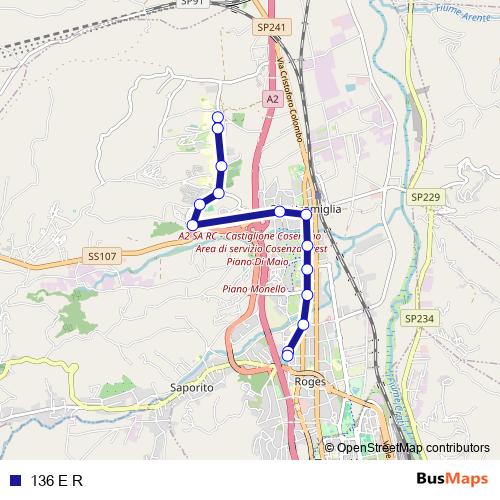 136 E R bus Line Map